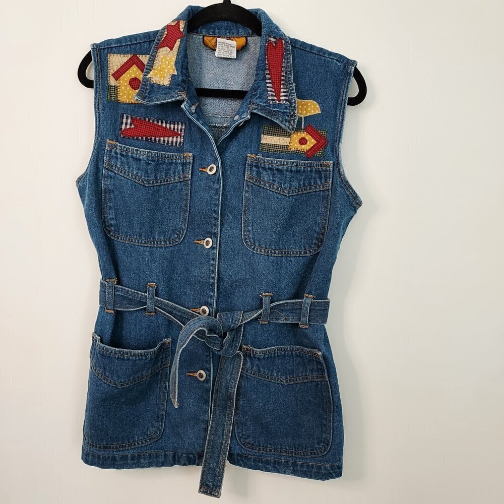 Vintage 90's Baccini Patchwork Button Down Jean V… - image 8